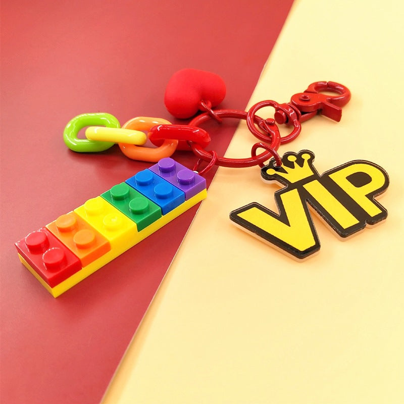 Wholesale Rainbow Building Blocks Acrylic Keychain